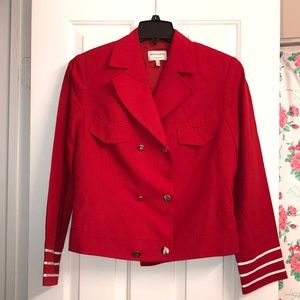 Red and White Stripes Pea Coat